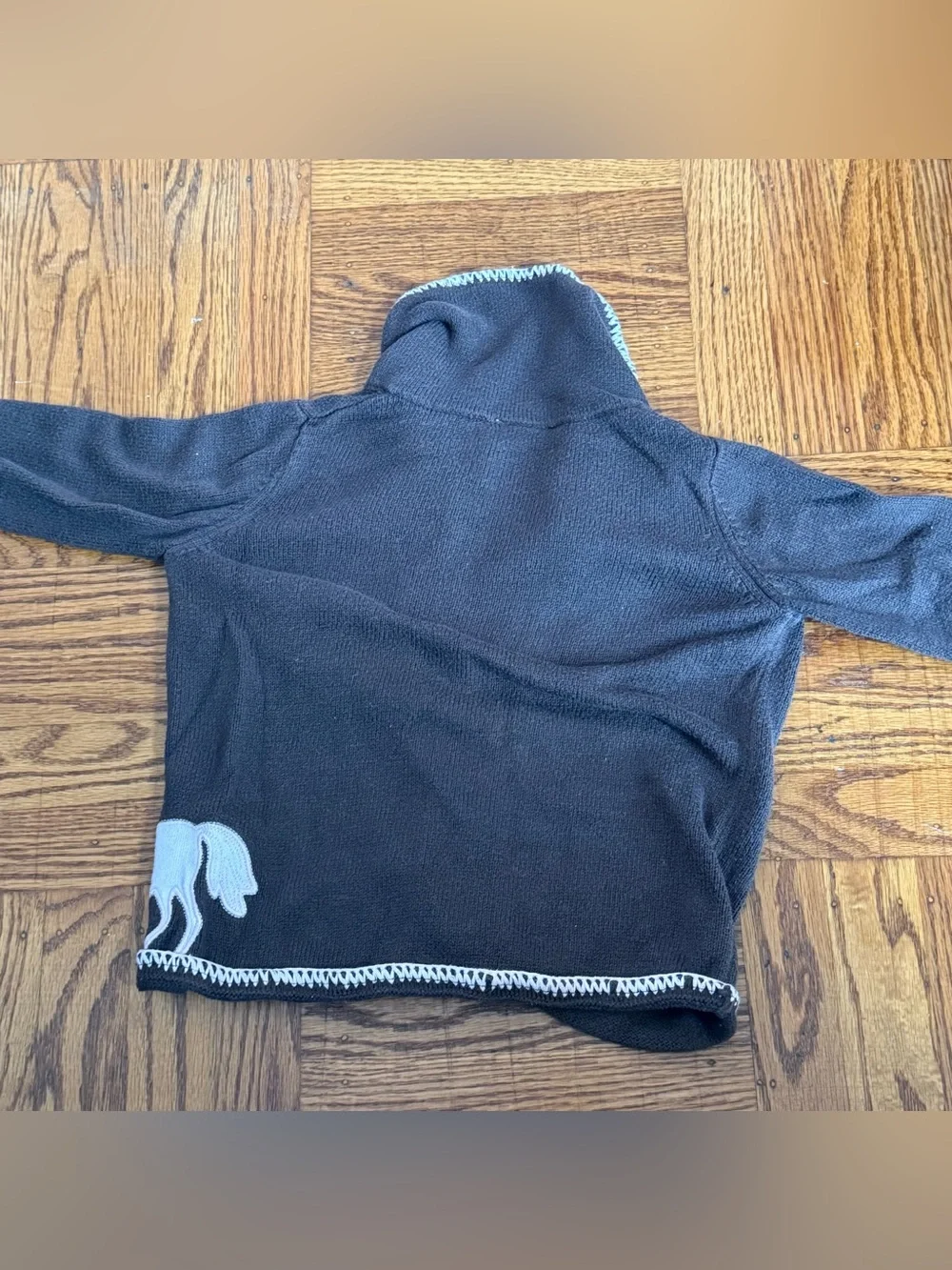 Gymboree Brown Knit Button-Front Sweater with Pink Horse Applique